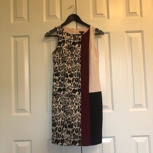 Ann Taylor color block and animal print dress 0P